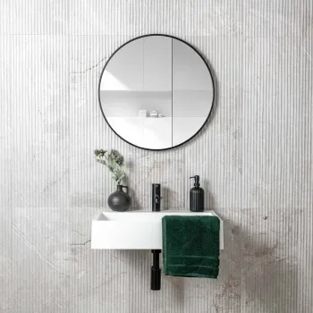 Tuscan Light Grey Embossed Decor Stone Effect Matt Ceramic Wall Tile