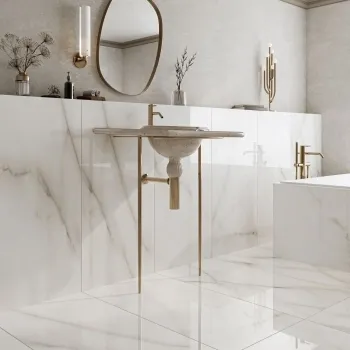Classic White Onyx Marble Effect Polished Porcelain Tile