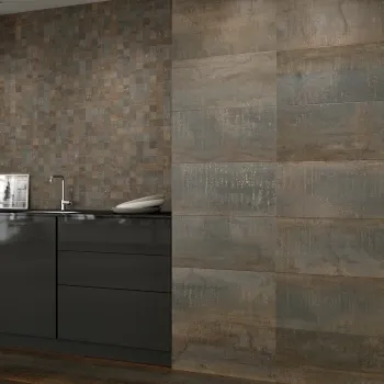 Metal Rust Rect Porcelain Wall And Floor Tile 300x600 Kitchen Roomset