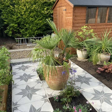 Bellevue Star Decor Ivory Matt Stone Effect Porcelain Outdoor Slab Tile