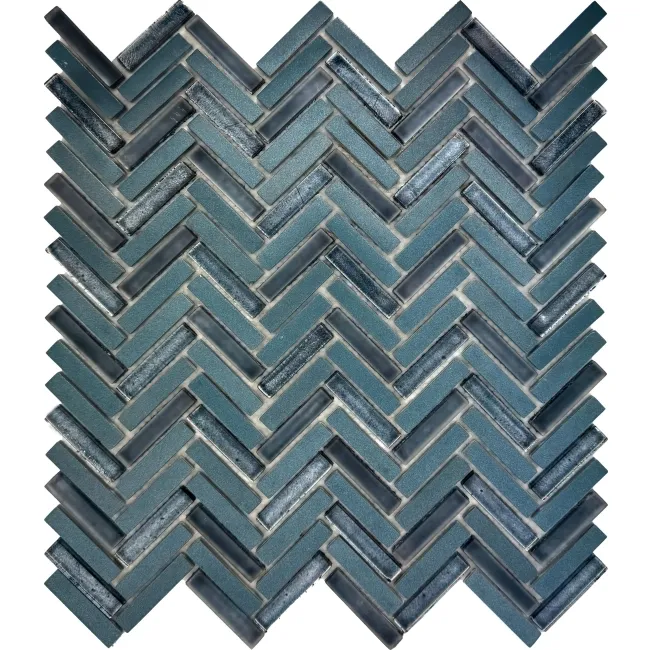 Chapel Herringbone Blue Mixed Mosaic