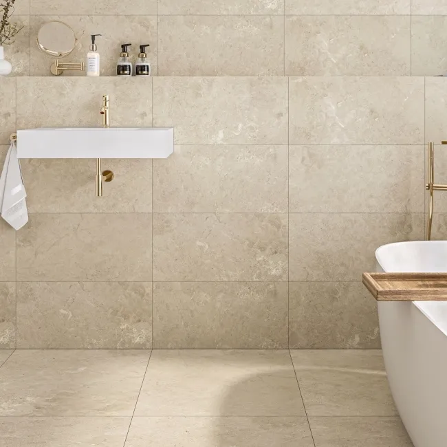 Baltico Beige Stone Effect Matt Porcelain Wall & Floor Tile