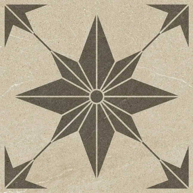 Bellevue Star Decor Ivory Matt Stone Effect Porcelain Outdoor Slab Tile