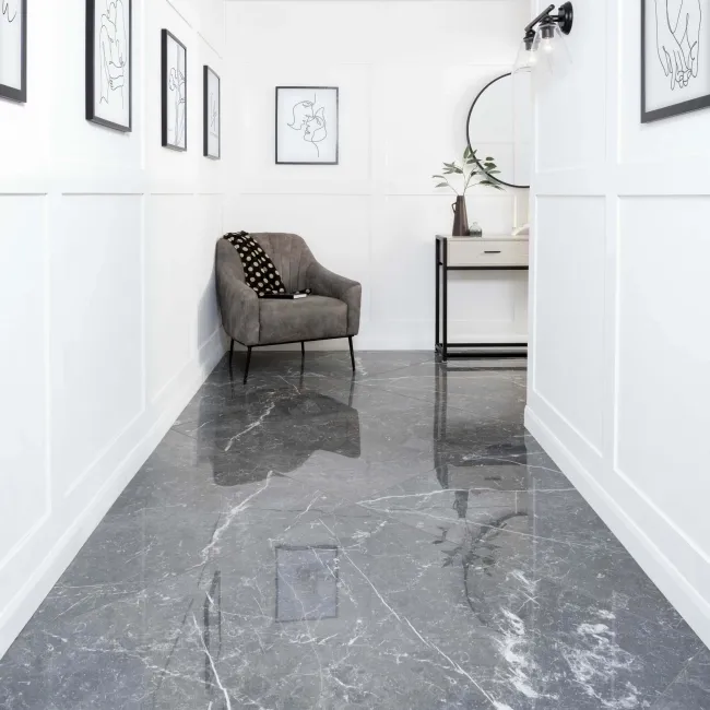 Blu Del Belgio Black Large Polished Marble Effect Porcelain Tile