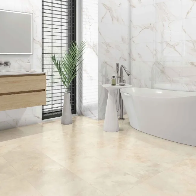 Carrara Gold Marble Effect Gloss Ceramic Wall Tile