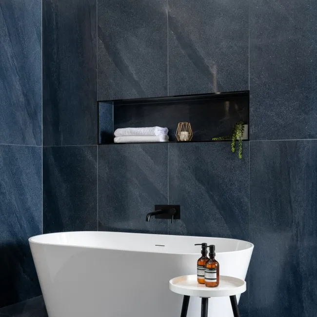 Galaxy Denim Blue Stone Effect Semi Polished Porcelain Wall and Floor Tile