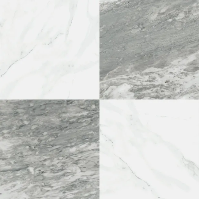 Marble Chess Effect Grey & White Matt Porcelain Tile