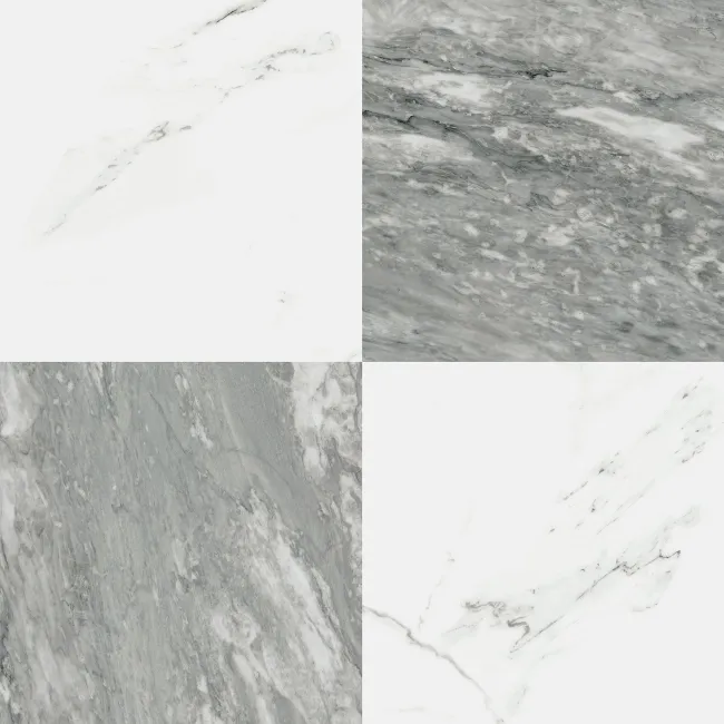 Marble Chess Effect Grey & White Matt Porcelain Tile