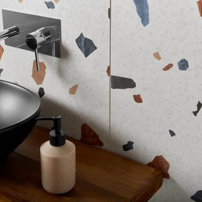 Trend White Terrazzo Multicolour Wall and Floor Tile