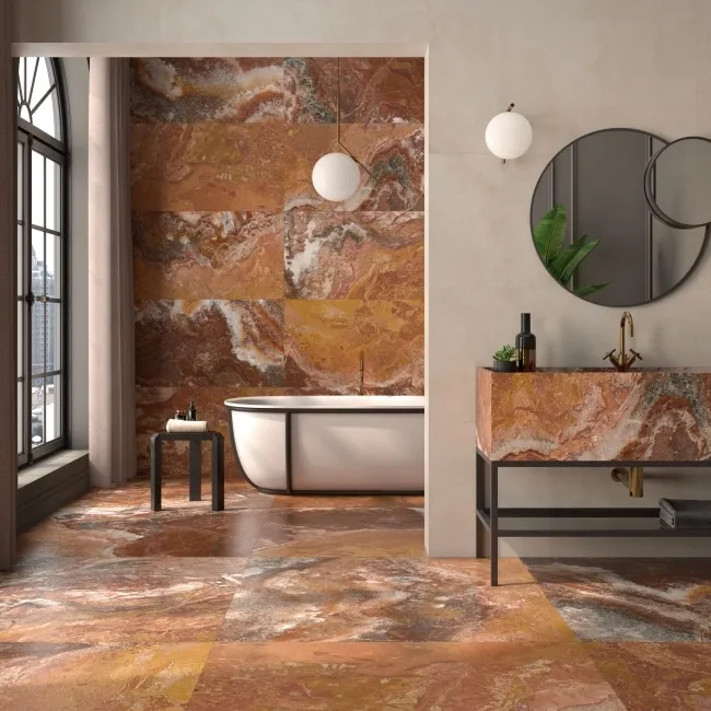 Volcanic Red Marble Effect Matt Porcelain Tile