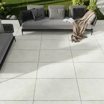 Mineral White Rustic Edge Stone Effect Porcelain Outdoor Slab