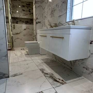 Barnaby White Marble Effect Matt Porcelain Floor Tile