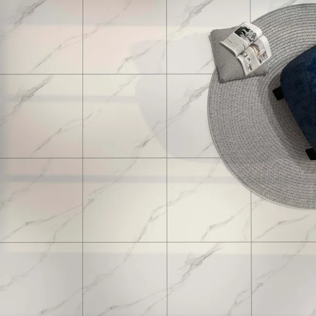 Alaskan Calacatta White Marble Effect Matt Porcelain Floor Tile