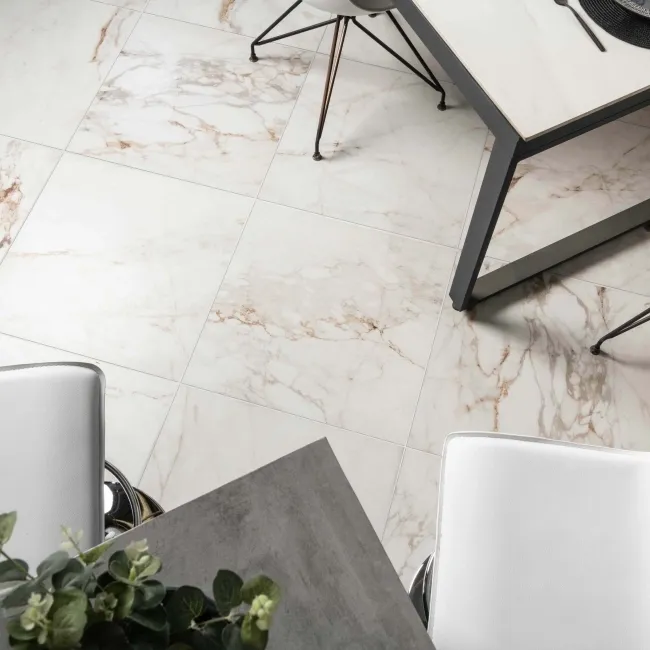 Barnaby White Marble Effect Matt Porcelain Floor Tile