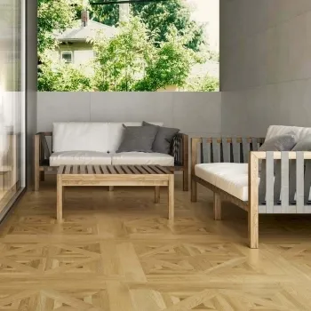 Galloway Oak Brown Parquet Effect 20mm Porcelain Paving Slabs