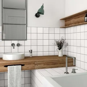 Village White Wall Tiles 132x132 Bathroom Roomset