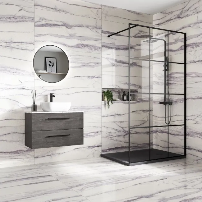 Amazonas Purple Marble Effect Semi Polished Porcelain Tile