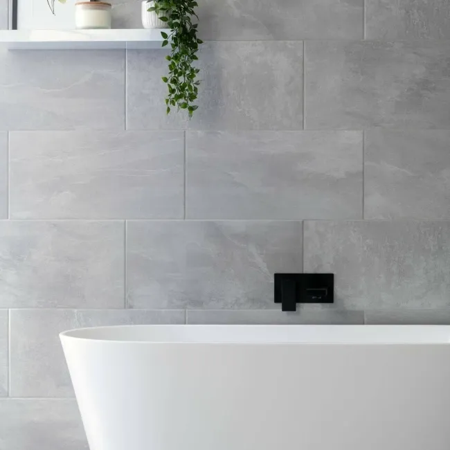 Augusta Ice Grey Slate Effect Matt Porcelain Wall and Floor Tile