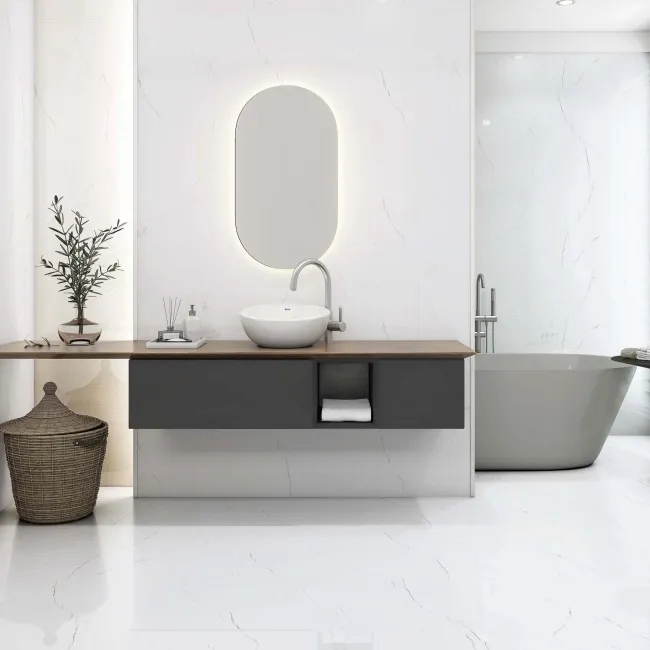 Barbados White Marble Effect Polished Porcelain Wall and Floor Tiles