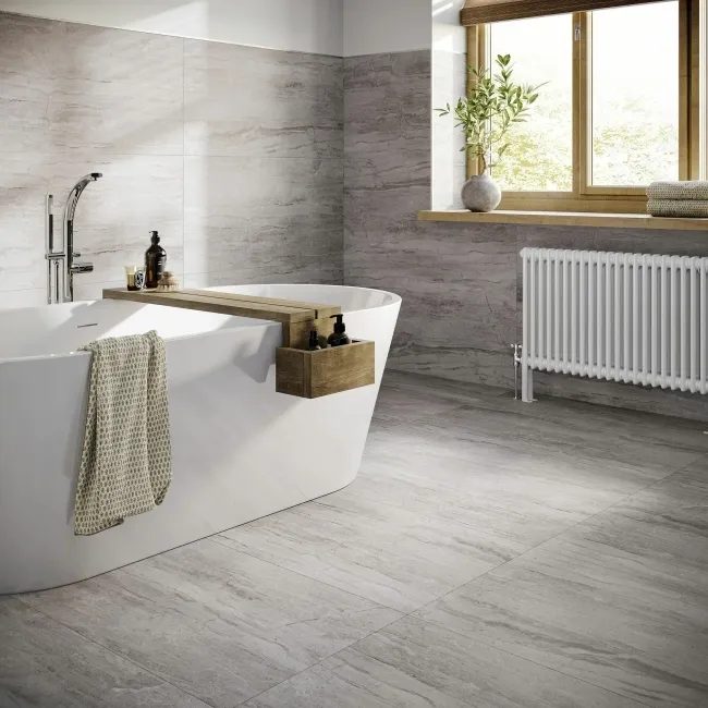 Boscostone Grey Rectified Matt Stone Effect Porcelain Wall and Floor Tile