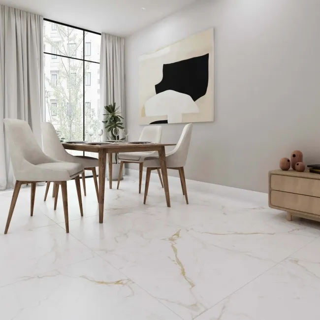 Carrera Gold Marble Effect Rectified Large Matt Porcelain Floor Tile