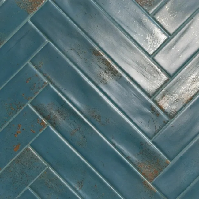Cool Ocean Blue Brick Effect Matt Ceramic Wall Tile
