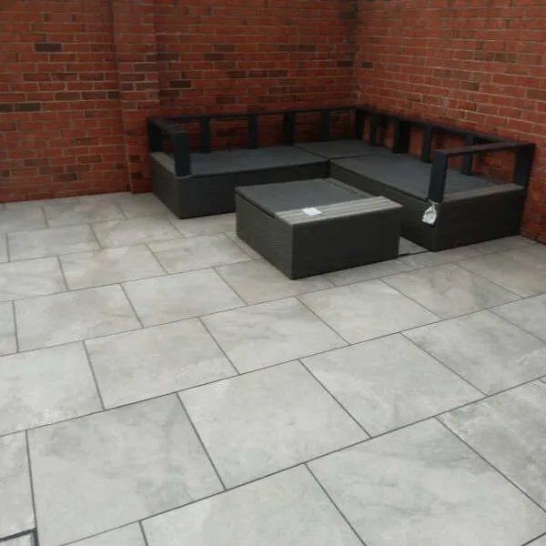 Portman Grey Stone Effect Matt Porcelain Outdoor Slab Tile
