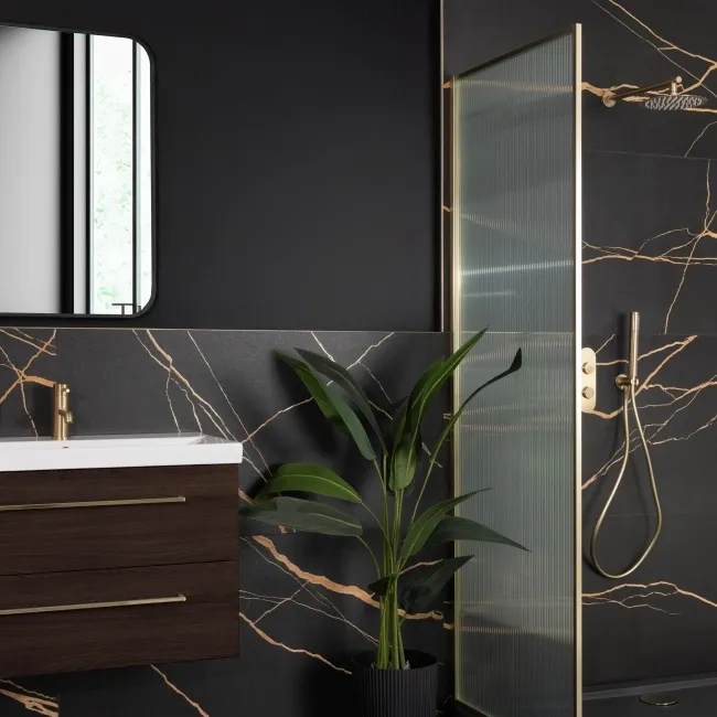 Da Vinci Golden Black Marble Effect Semi Polished Porcelain Tile