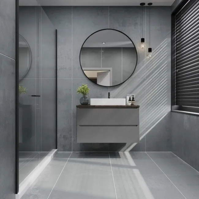 Enya Grey Concrete Effect Matt Porcelain Wall and Floor Tile