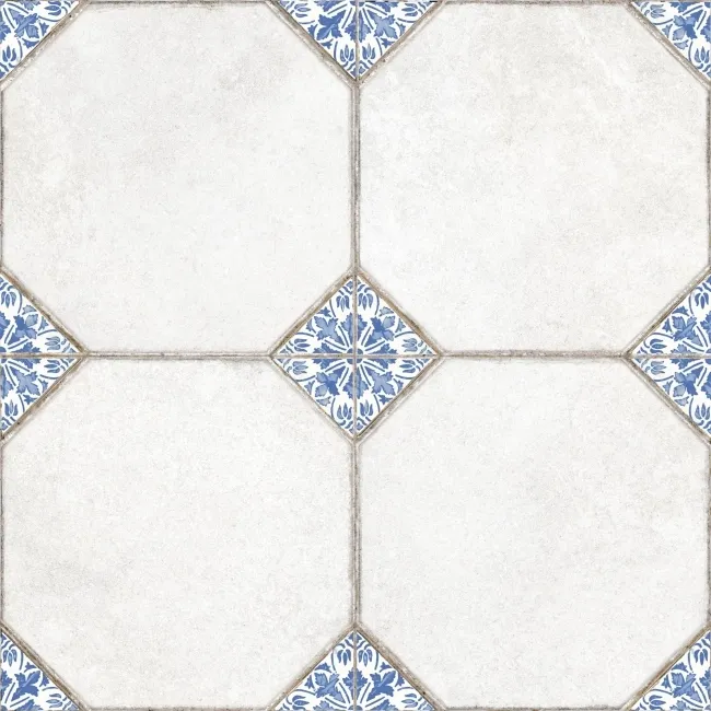 Leeds Blue Patterned Matt Porcelain Floor Tile
