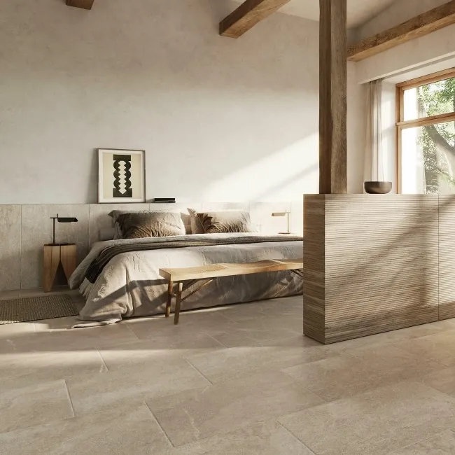 Lucca Flagstone Beige Chiselled Stone Effect Porcelain Tile