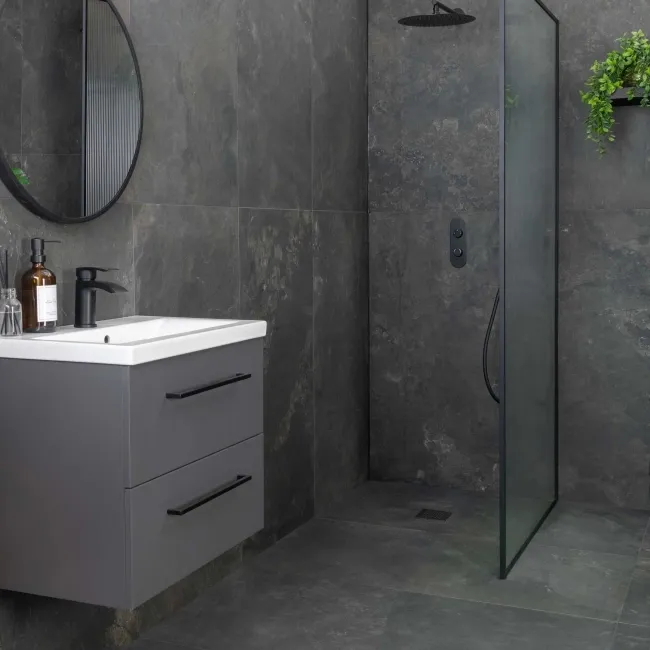 Magma Sparkle Black Slate Effect Anti Slip Porcelain Tile