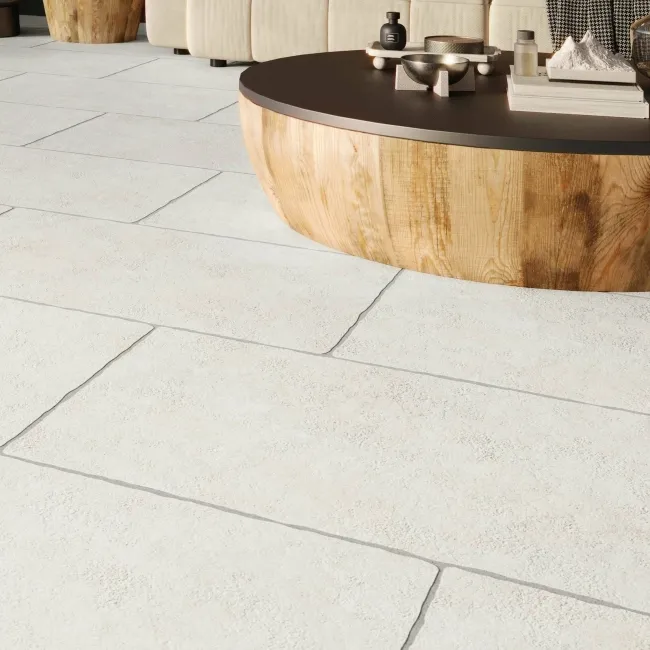 Mineral White Rustic Edge Stone Effect Porcelain Tile