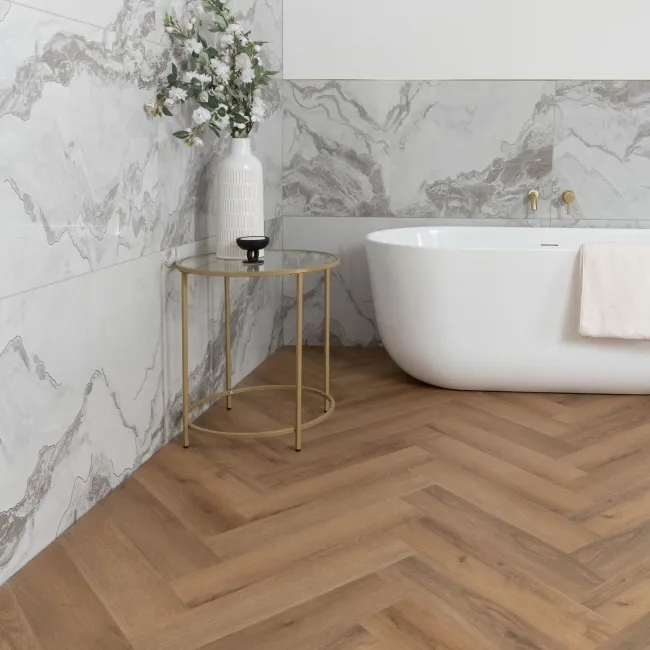 Paris Natural Oak Herringbone Luxury Click Vinyl Flooring 5mm