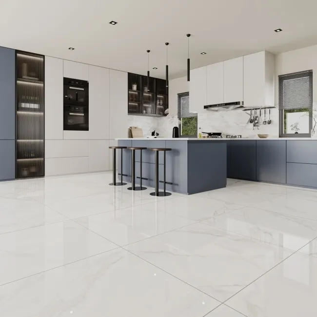 Place White Marble Effect Large Polished Porcelain Tile