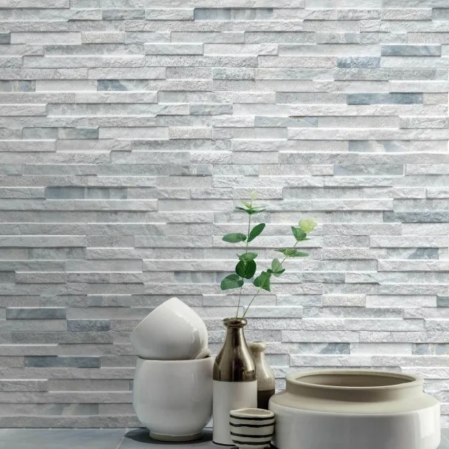 Rio White Split Face Effect Italian Porcelain Wall Tile