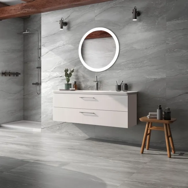 Roca Platinum Grey Stone Effect Porcelain Wall and Floor Tile 