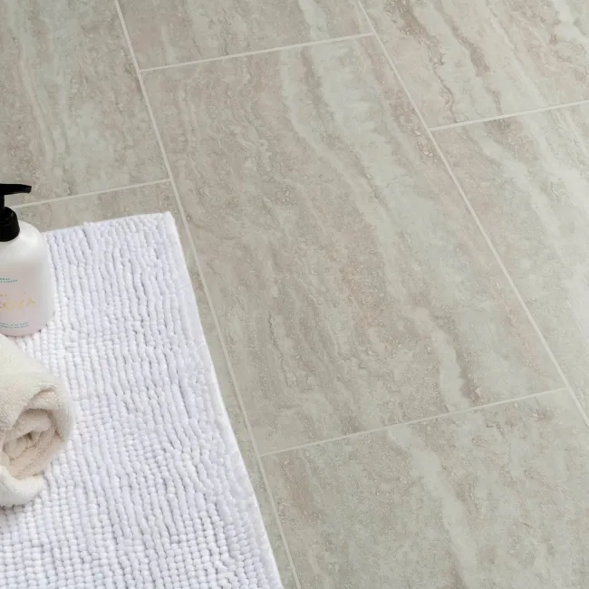 Travertino Light Grey Stone Effect Matt Porcelain Wall & Floor Tile