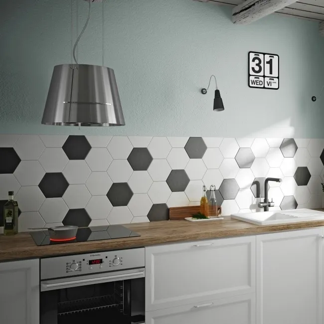 Hexagon White Wall and Floor Tile