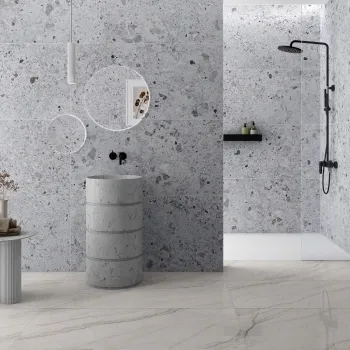 Jaya Grey Terrazzo Effect Matt Porcelain Wall and Floor Tile