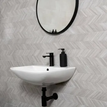 Bercy Chevron Decor Grey Concrete Effect Matt Ceramic Wall Tile