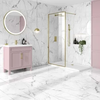 Carrera White Marble Effect Polished Porcelain Wall and Floor Tile