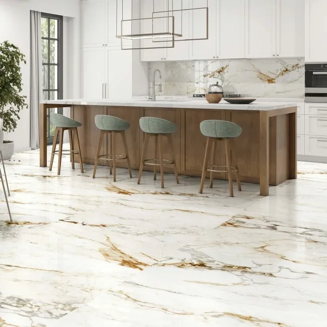 Barnaby White Marble Effect Large Polished Porcelain Wall and Floor Tile