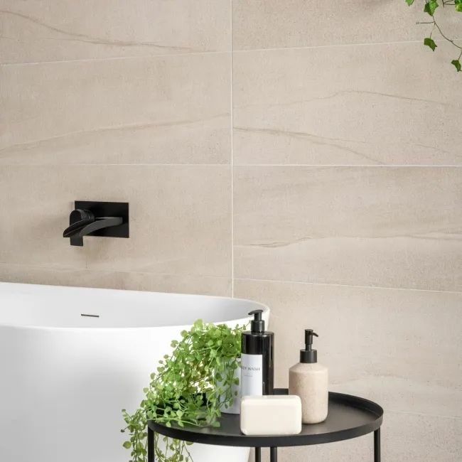 Burlington Stone Effect Cream Matt Ceramic Wall Tile