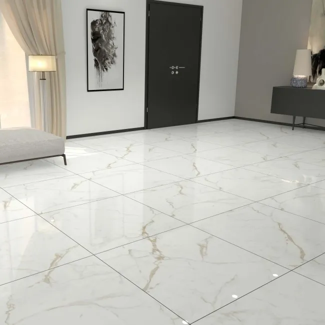Carrera Gold Marble Effect Rectified Large Polished Porcelain Floor Tile