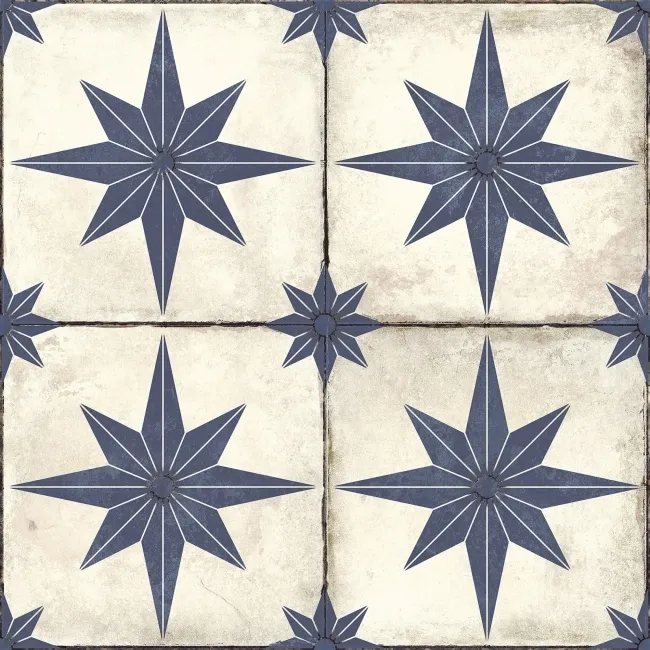 Star Blue Patterned Matt Ceramic Floor Tile