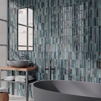 Alba Blue Kit Kat Effect Gloss Ceramic Wall Tile