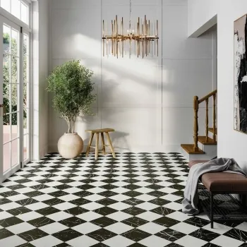 Marble Chess Effect Black & White Matt Porcelain Tile