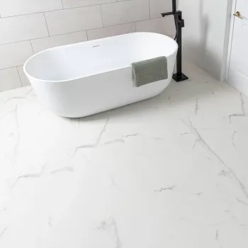 Crystal White Marble Tile Luxury Click Vinyl Flooring 6mm