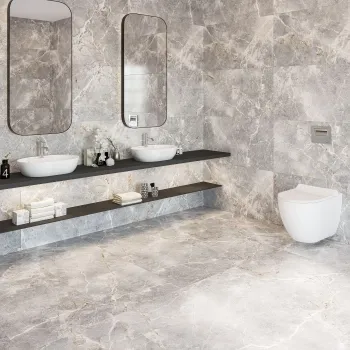 Harmony Light Grey Marble Effect Matt Porcelain Tile